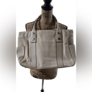 Vintage MICHAEL Michael Kors Winter White Leather Tote Bag w/Silver Hardware EUC